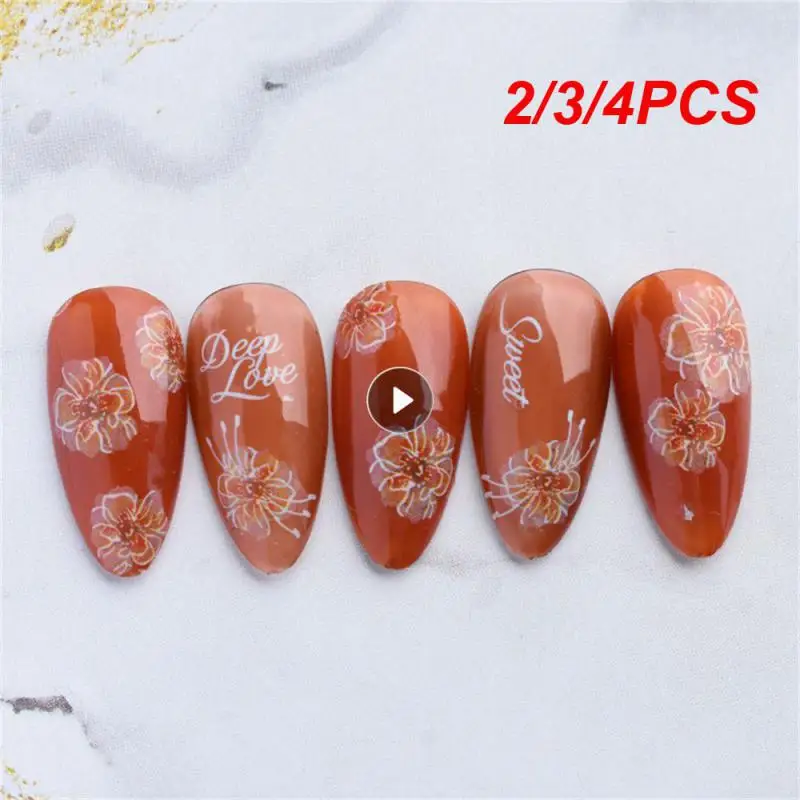 2/3/4PCS Floral Design Easy To Apply Long-lasting Stunning Viral Exquisite On-trend Floral Nail Stickers Trending Nail Stickers