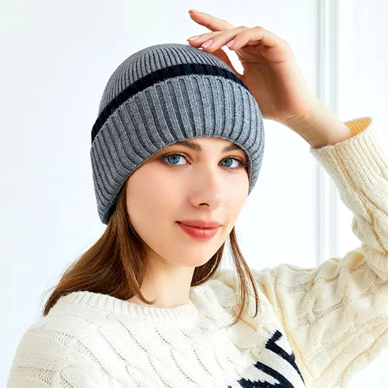 Berretti lavorati a maglia unisex Cappello addensato Autunno Inverno Cappello caldo Berretti anca Skullcap per donna Uomo Protezione antivento per ciclismo all'aperto