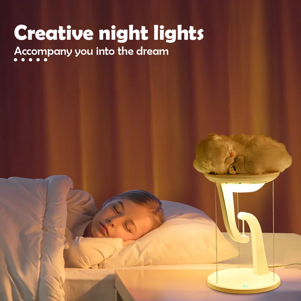 LED Night Light Multi-functional Desk Lamp with 15W Wireless Charger for iPhone Samsung Touch Switch Stepless Dimming Night Lamp