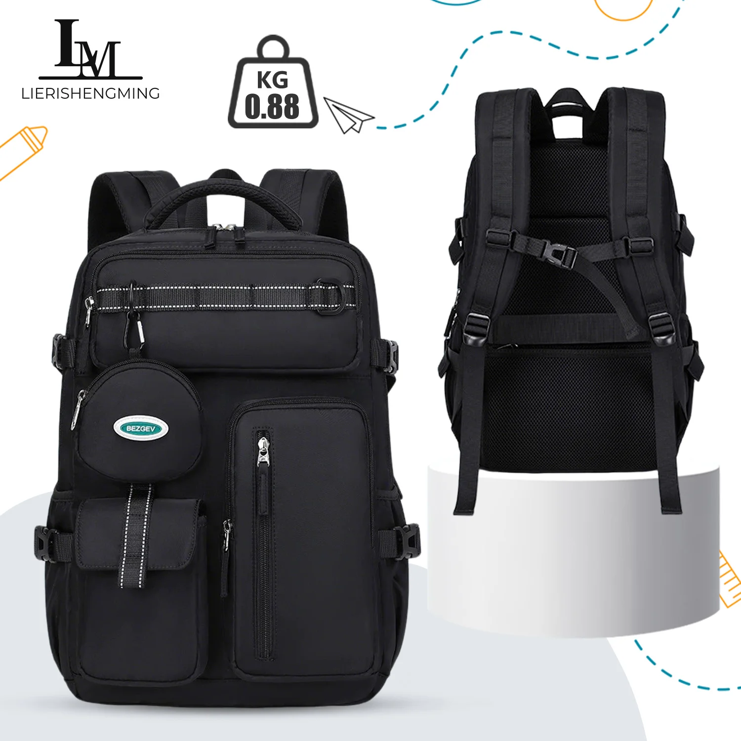 

Universal Waterproof Backpack for Work & Study,Large Capacity Bag with Separate Wet/Dry Compartment,Travel & Student Laptop Bag