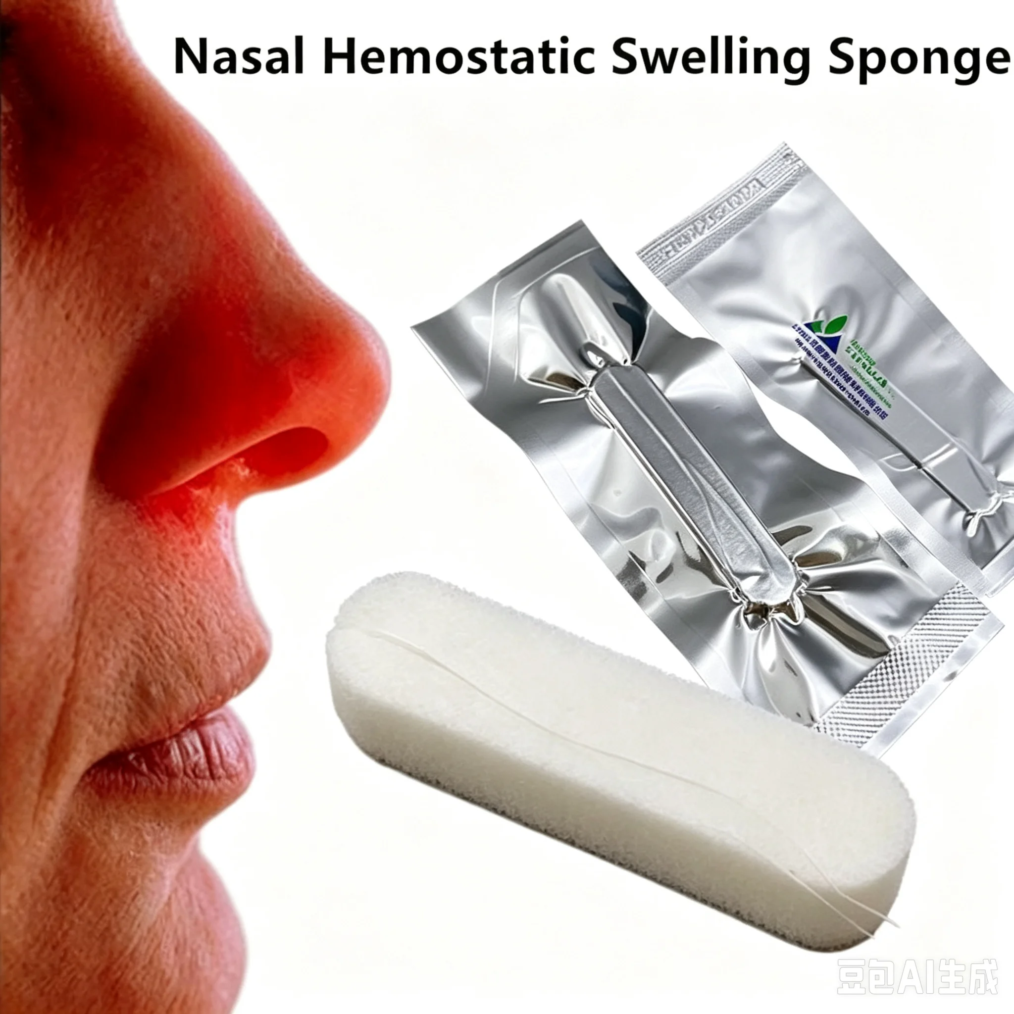 50PCS Disposable Nasal Dressing Medical Hemostatic PVA Sponge Nose Bleeding Nasal Individual Packing Haemostasis Plug