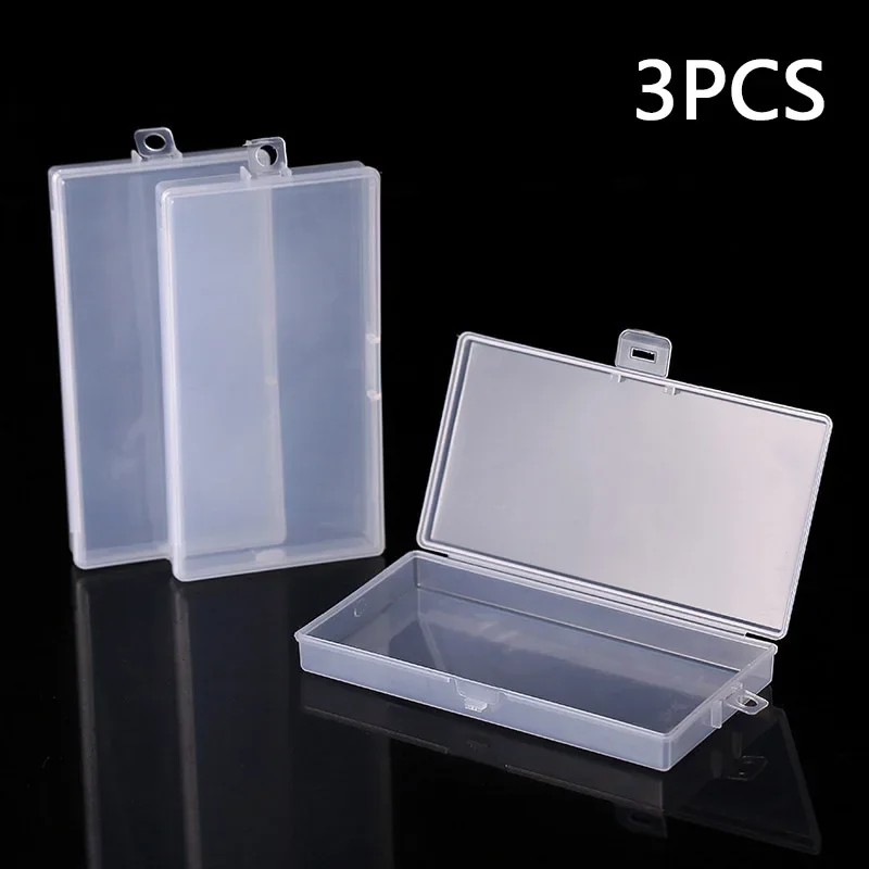 3 PCS Transparent PP DIY Rectangle Storage Box Jewelry Screw Holder Case Organizer 14.8x7.8x1.8cm Household Storage Bins