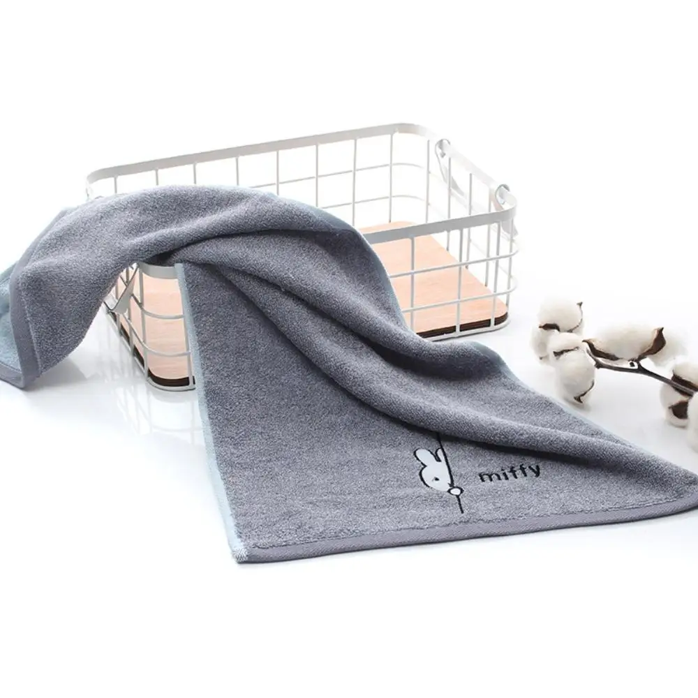 منشفة Miffy Rabbit Cartoon بسيطة من القطن الخالص، منشفة وجه ماصة ناعمة ومريحة، منتجات الحمام المنزلية على شكل أرنب لطيف #3