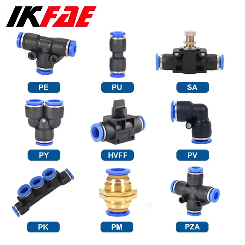 Pneumatic Fitting Pipe Connector Tube Air Quick Fittings Water Push In Hose Couping 4mm 6mm 8mm 10mm 12mm 14mm PU PY PK PE PV SA