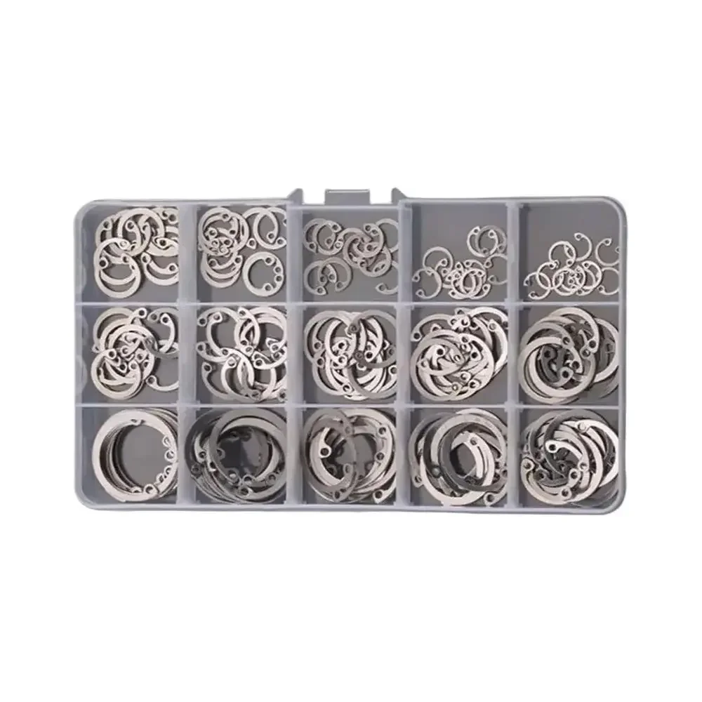 304 Stainless Steel Circlip Kit Shaft Hole Retaining Ring Snap Ring C-Clip M3-M48 Assortment For Automotive Machinery DIY Repair