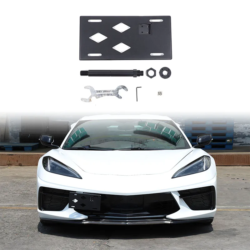 

For 2020+ Corvette C8 front license plate side-mounted license plate frame car license plate frame auto accessories (US version)