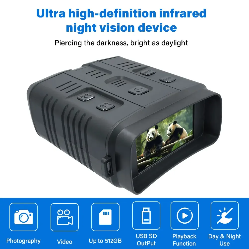 双眼鏡ナイトビジョンデバイス 4K 10x デジタルズーム 800m 赤外線 Wifi 望遠鏡、屋外狩猟やキャンプに使用