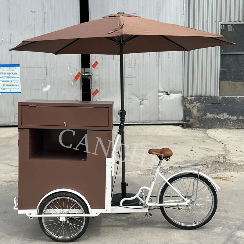 Commercial Street Cargo Bike with Fridge Freezer Bicycle Ice Cream Vending Cart Electric Tricycles 1200 Electric 4 Wheel Open