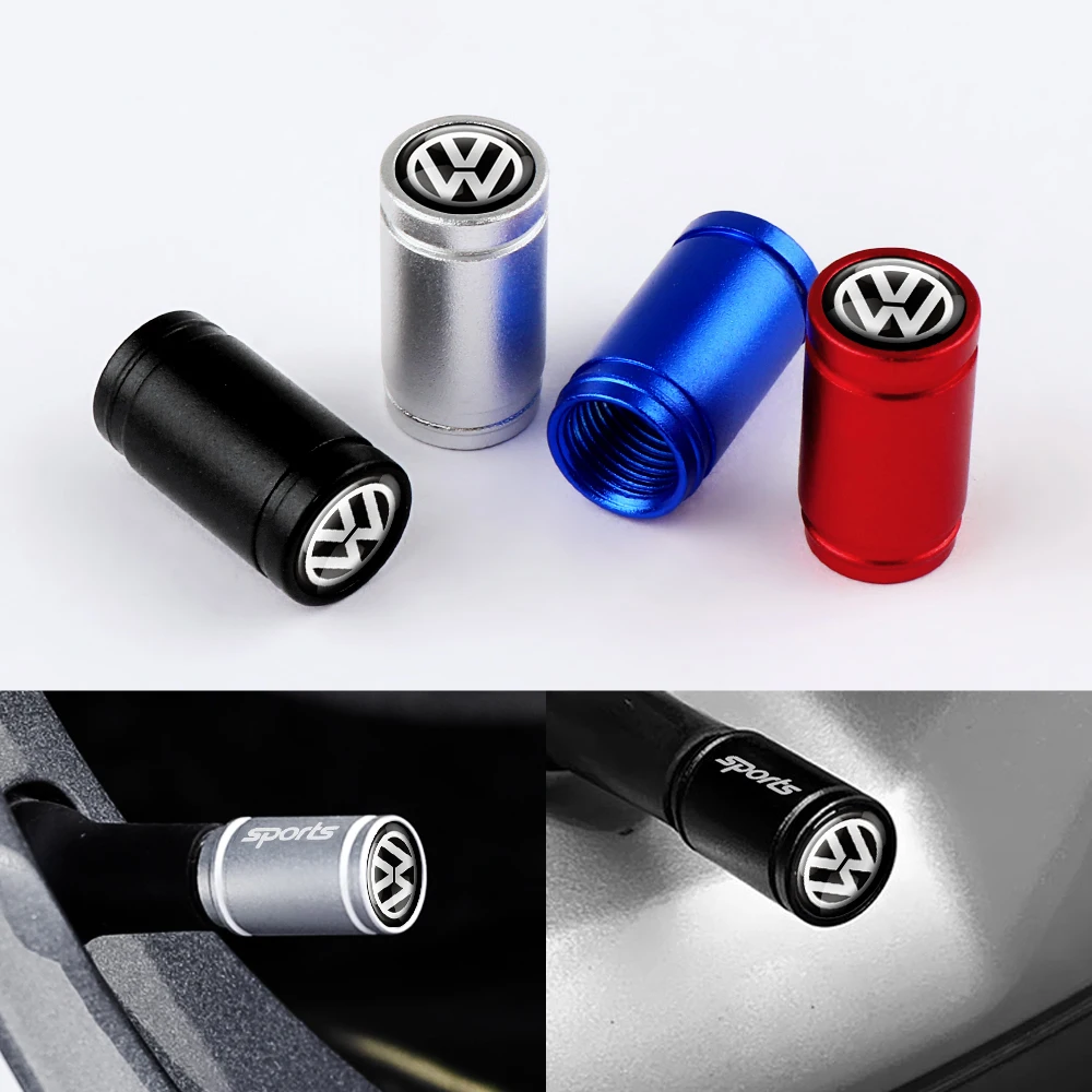 4pcs Valve Caps Decor Car Motorcycle Bike Tube Tyre Gas Nozzle Cover Accessories For Volkswagen Golf 4 Motion GTI MK5 MK6 Polo