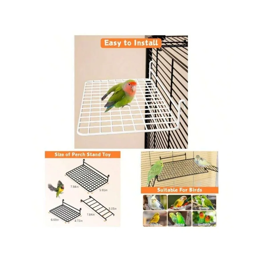 

【New Arrival】Bird Cage Perch Stand, Easy Install Metal Platform for Parakeets, Cockatiels & Lovebirds