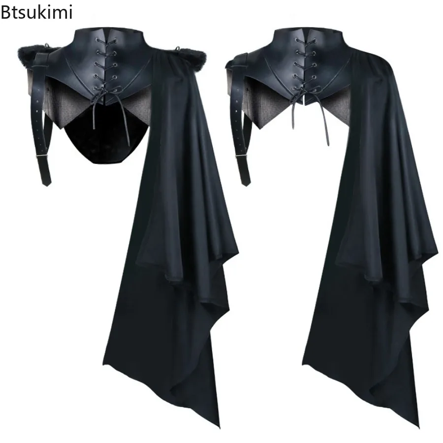 Neue Herren Halloween Party Schal Kostüm Pirat Cosplay Mittelalterliche Rüstung Schal Umhang Gothic SteamPunk Krieger Kapuzenumhang Umhang