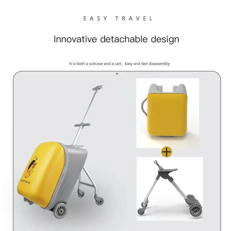Valise à roulettes de dessin animé pour enfants paresseux, boîte à roulettes pour bébés, scooter, bagages à main, nouveau, 2025
