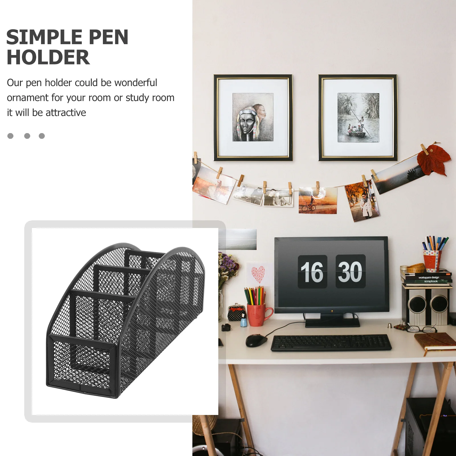 Iron Mesh Pencil Holder Desk Organizer Multi-Functional Pen Stand for Office Student Use Tidy Storage Decor Office Organizer