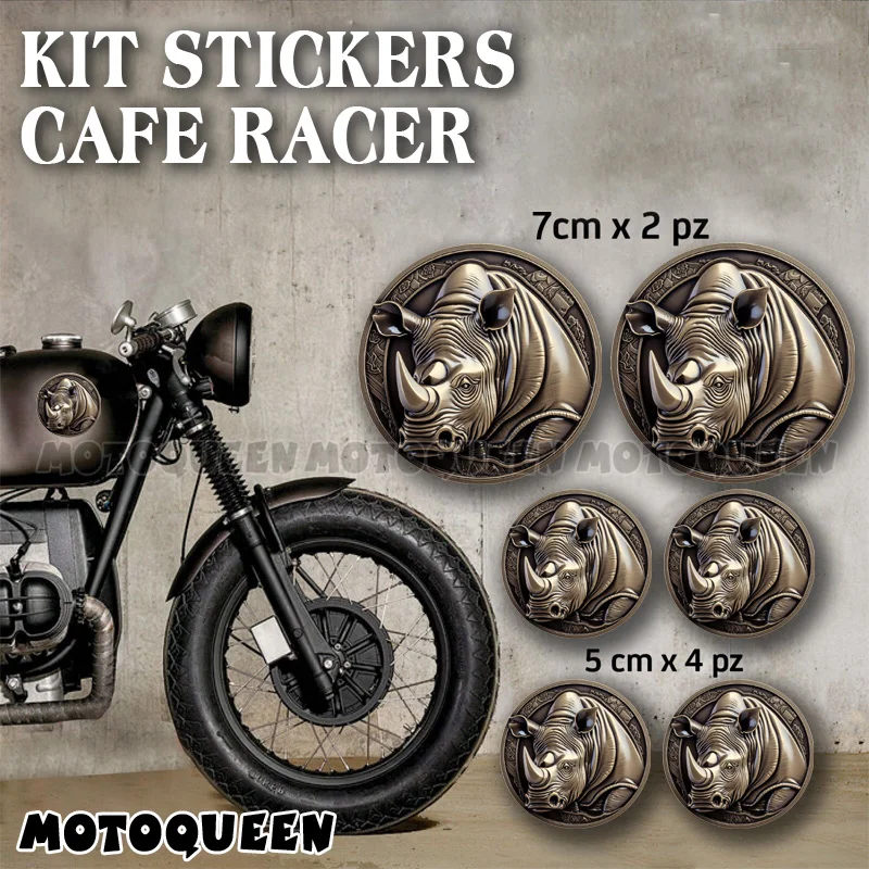 

Motorcycle Retro Fairing Helmet Tank Pad Saddlebags Side Cover Decals Cafe Racer Rhinoceros Kit Stickers For Car Biker Rider