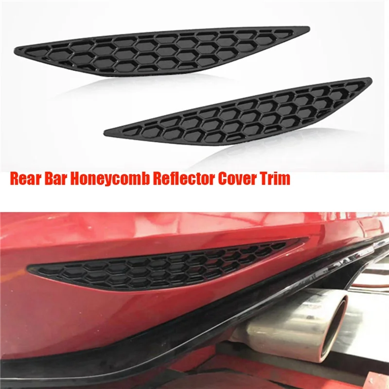 1Pair Rear Bar Honeycomb Reflector Cover Trim Styling for VW Golf 7 GTI MK7 2014-2018 Tail Fog Light Strips Sticker view 2