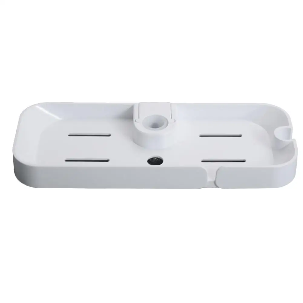 Innovative Bathroom Storage White Adjustable Shower Shelf Compatible With Shower Rods For Bathroom Organization