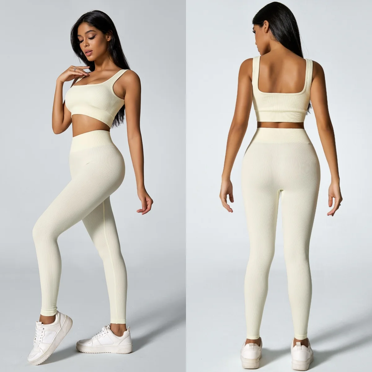 Women's Seamless Yoga Set - Support Sports Bra & High-Rise Peach Lift Leggings - Perfect for Gym, Yoga & Running