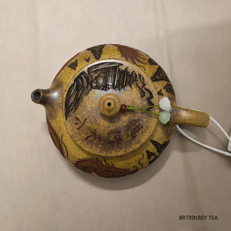 الصينية ييشينغ الأرجواني الطين إبريق الشاي اليدوية التنين نمط Zisha براد شاي المنزلية الجمال الشاي Infuser غلاية طقم شاي 300 مللي
