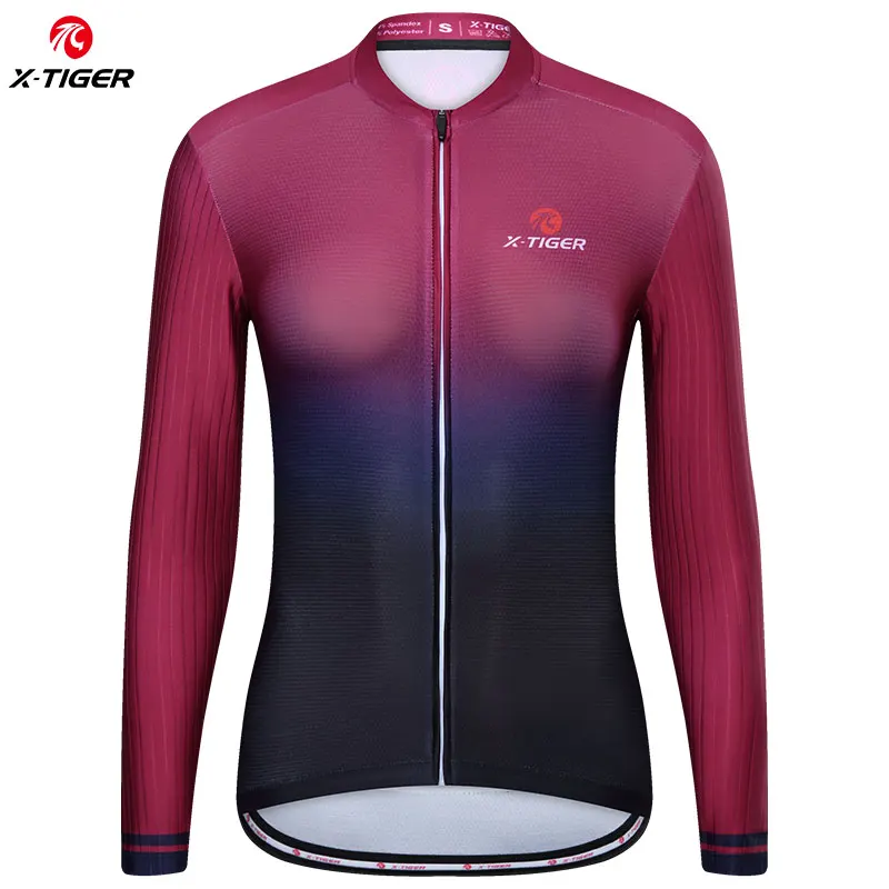 X-Tiger Women\'s Cycling Jerseys 2022 NEW Bike Shirt Short Sleeve Gradient Color Series Long Sleeves Fit Bicycle Sportswear