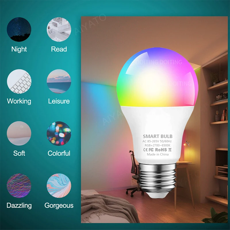 15W 18W 20W Wifi Smart Bulb Alexa Led Lamp E27 RGB Smart Light Bulbs 110V 220V Smart Lamps Google Assisatnt gruppo di controllo vocale