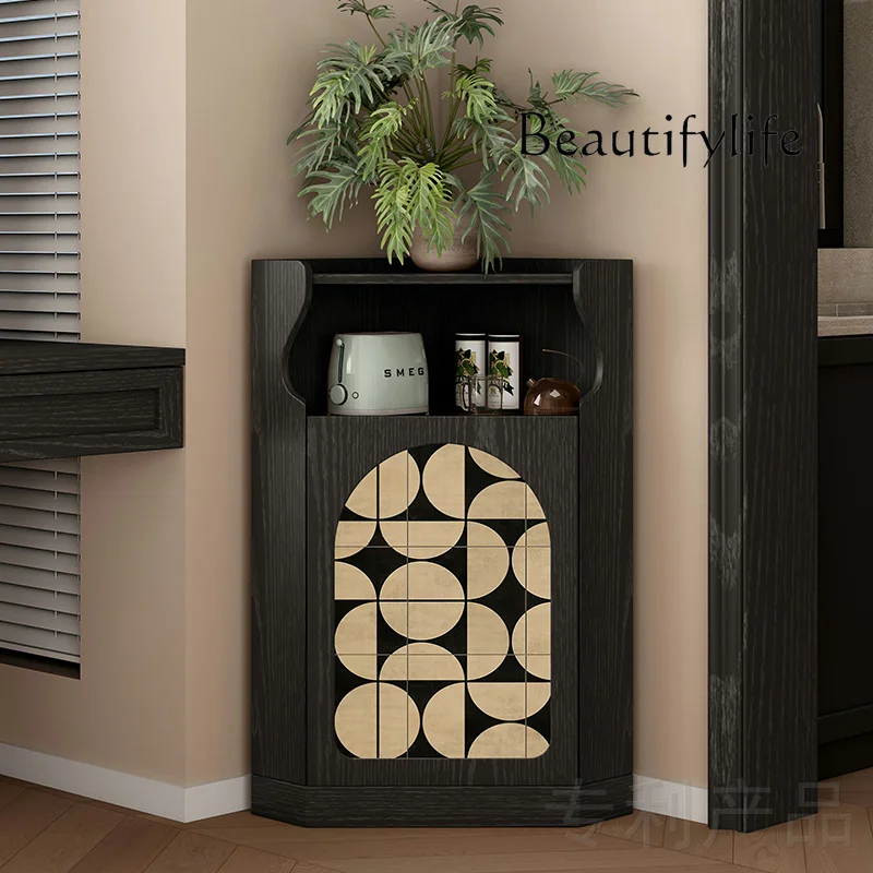 

French retro geometric drawing solid wood home living room bedroom corner triangle cabinet