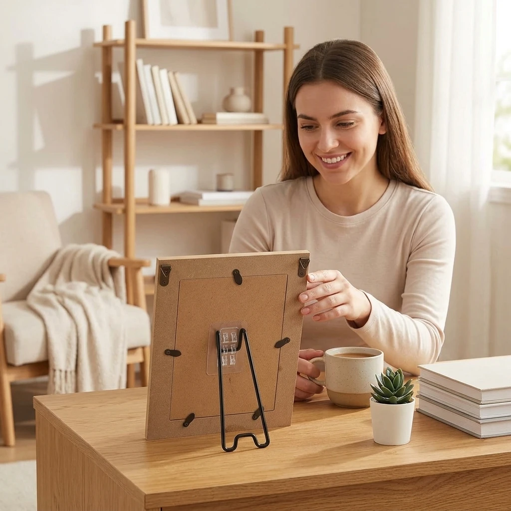Picture Frame Stand Invisible Home Office Desk Decoration for Art Lovers, Self Adhesive Display Holder 15-26cm Durable