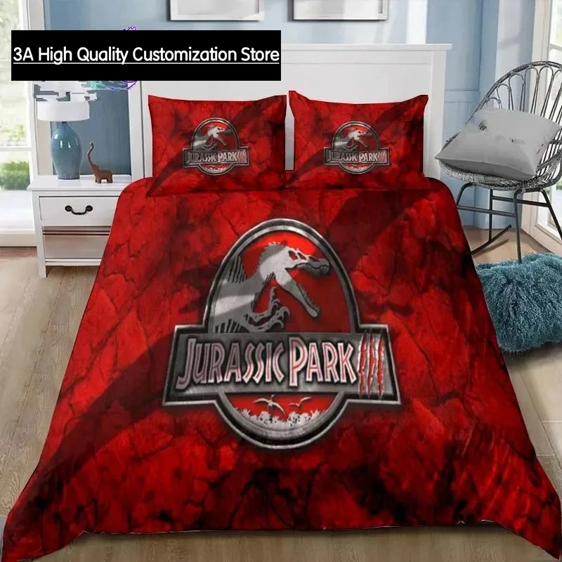 ديناصور الحديقة الجوراسية ثلاثية الأبعاد طباعة طقم سرير واحد التوأم كامل الملكة الملك الحجم طقم سرير الكبار بنين غرفة نوم الفراش هدية #4