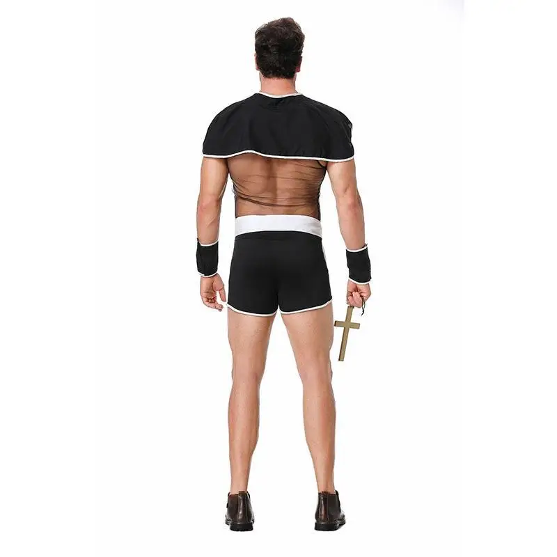 New European and American Men's Adult Sexy Mesh One Piece Pastor Role-playing Suit