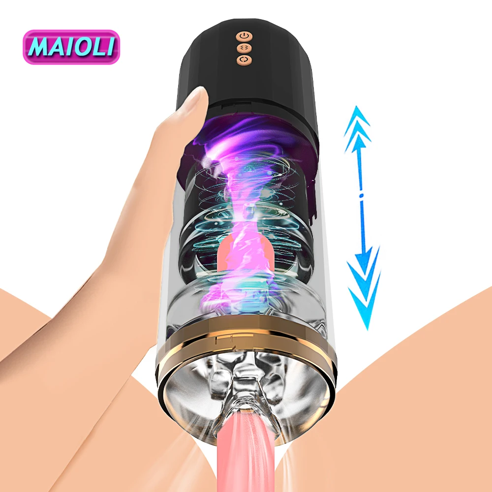 Automatic Male Masturbator Cup Telescopic Vibration Realistic Artificial Penis Exercise Stimulator Sex Toys for Men Adults