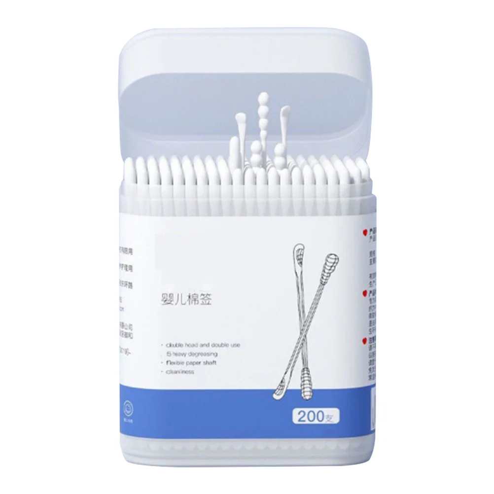 1 boîte de coton-tige pour bébé, Double tête, sans danger pour les oreilles, le nez et les yeux, dissolvant de cire, bâtons applicateurs pour enfants, coton jetable