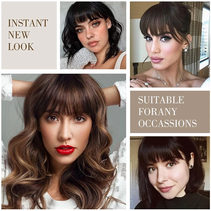 Synthetic Bangs Hair Clip In Extensions Natural Fringe Bangs Clip In Front Neat Flat Bang Short Straight Hair piece Bangs