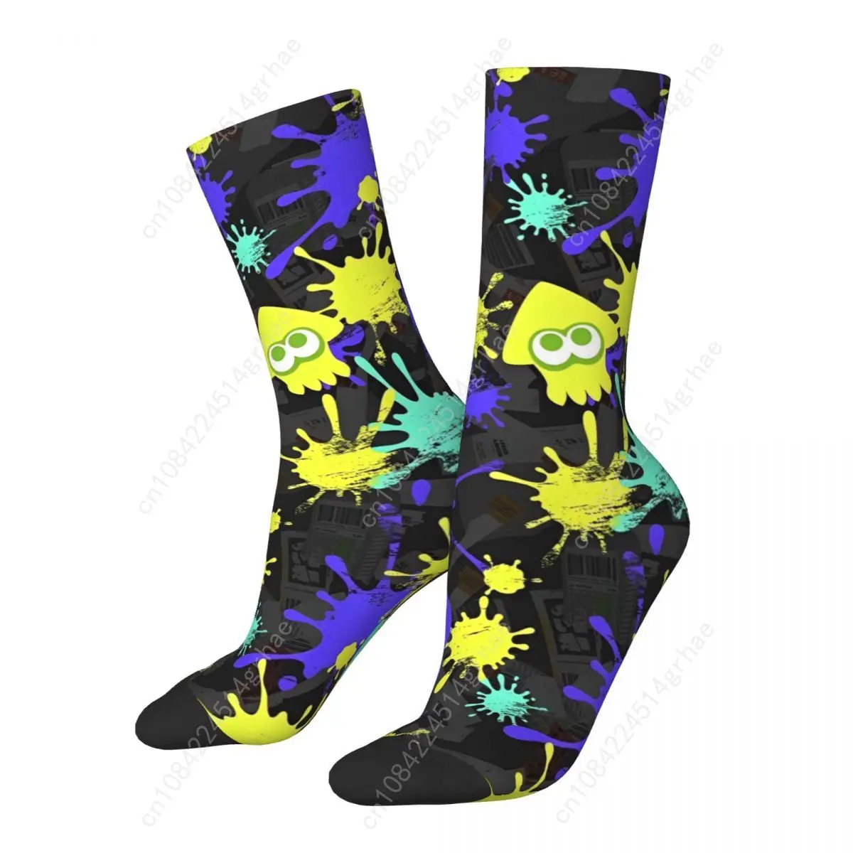 Rainbow Splatoon Socks Video Game Gothic Stockings Autumn Non Skid Men Socks Medium Soft Printed Running Socks