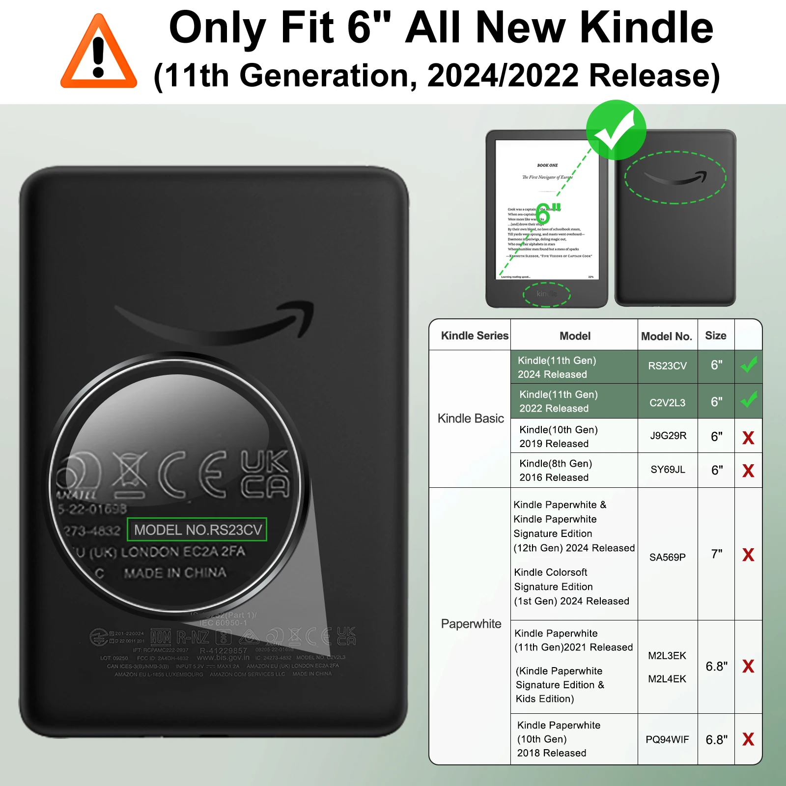 حافظة لجهاز Kindle الجديد مقاس 6 بوصات (الجيل الحادي عشر - إصدار 2024/2022)، غطاء خلفي ممتص للصدمات من مادة TPU شفافة وناعمة للغاية #2