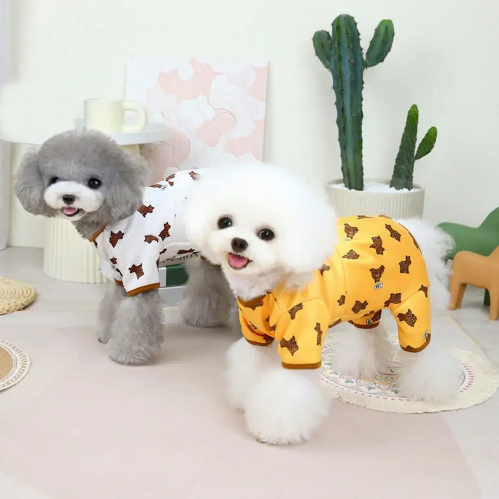 Wrap Belly  Pretty Four Leggings Pet Costume Cotton Dog Jumpsuit Little Bear Print   for Teddy