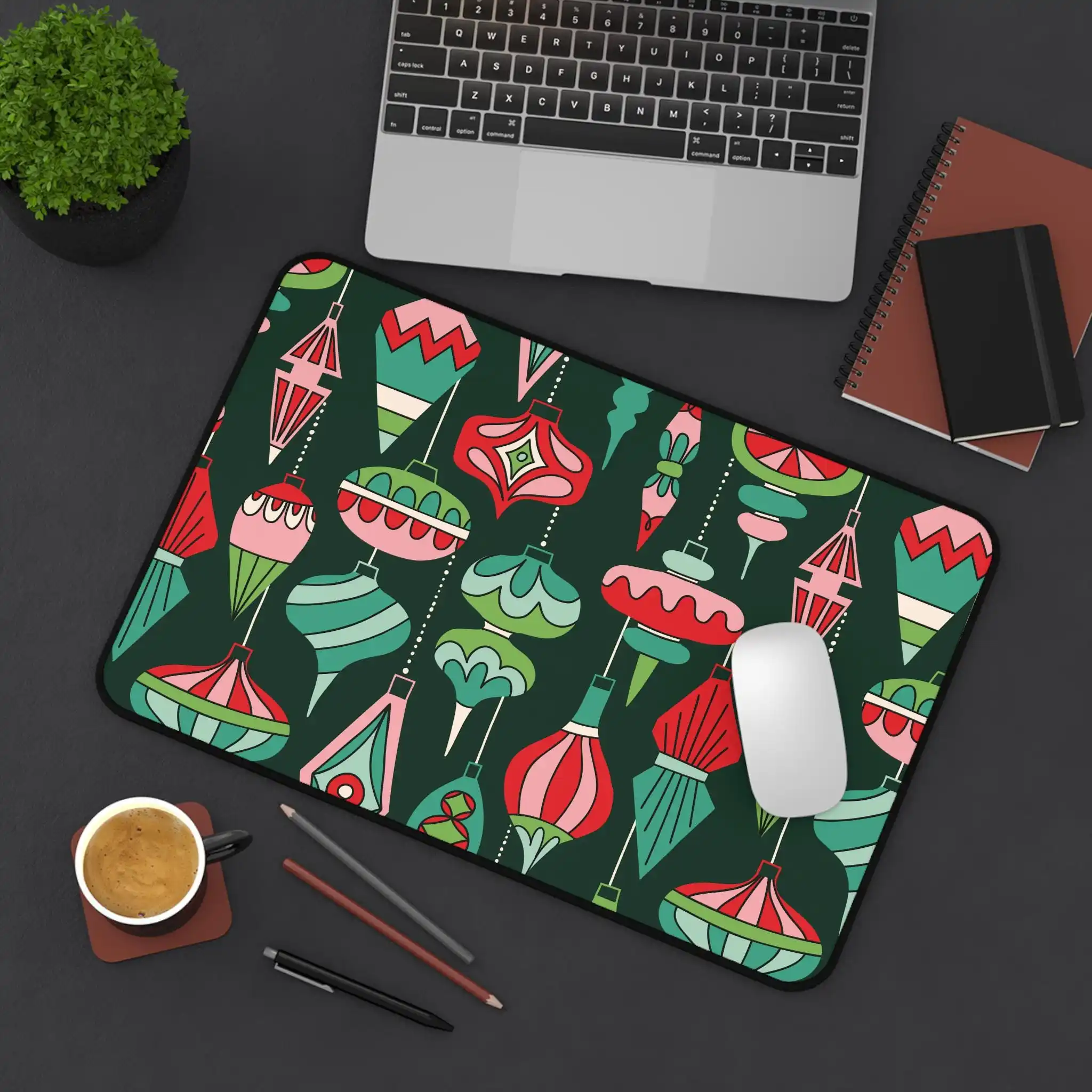 Christmas Office Decoration Deskmat,festive Office Decoration,gaming Mouse Pad,floral Desktop Accessory, Winter Home Office Gift