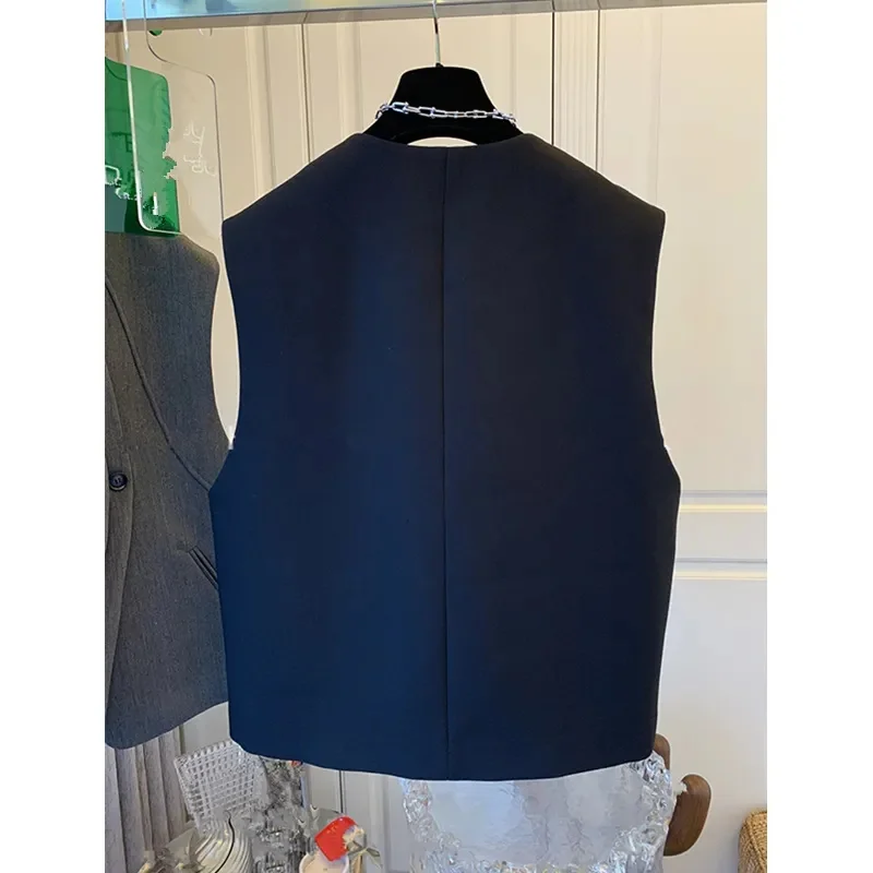 Gilet da donna Nuovi gilet di moda per donna 2025 Cappotto senza maniche autunnale Streetwear Gilet chic Top Cappotto da donna da ufficio