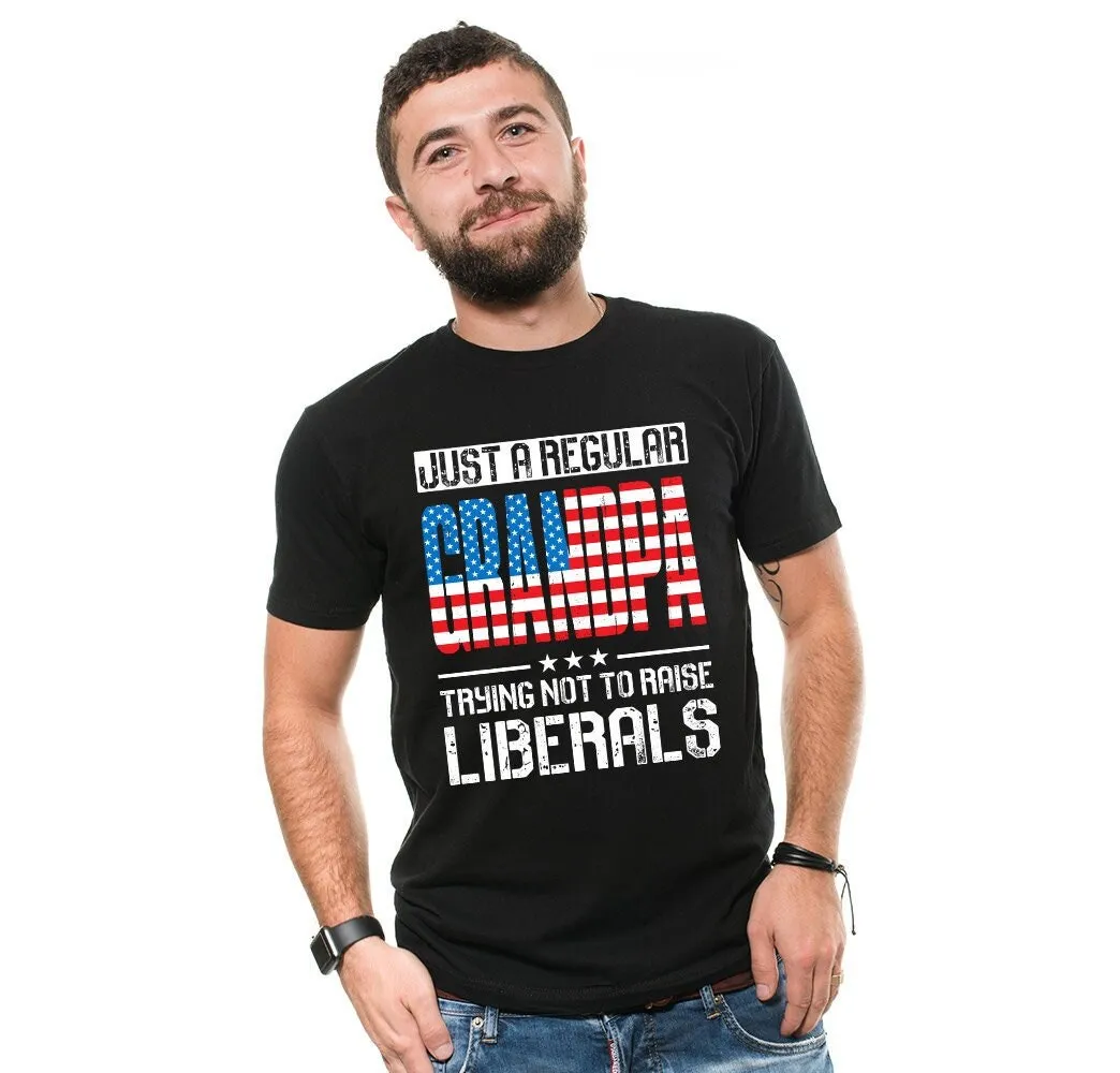 

Просто обычный дедушка попробовать не поднять Liberals Республиканский подарок Футболка Патриотическая политическая футболка на день рождения, Рождество, дедушка