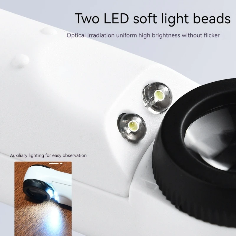 Lupa Led de doble lente para joyería antigua, lupa de 40X, valoración de joyería antigua