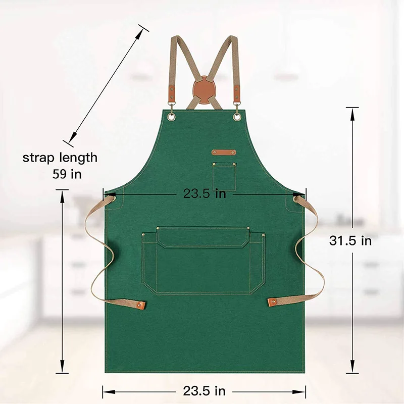 Custom Embroidery Printing Logo Waterproof Apron Men Women Kitchen Chef Baking Pockets Adult Restaurant Manicurist Nails Apron