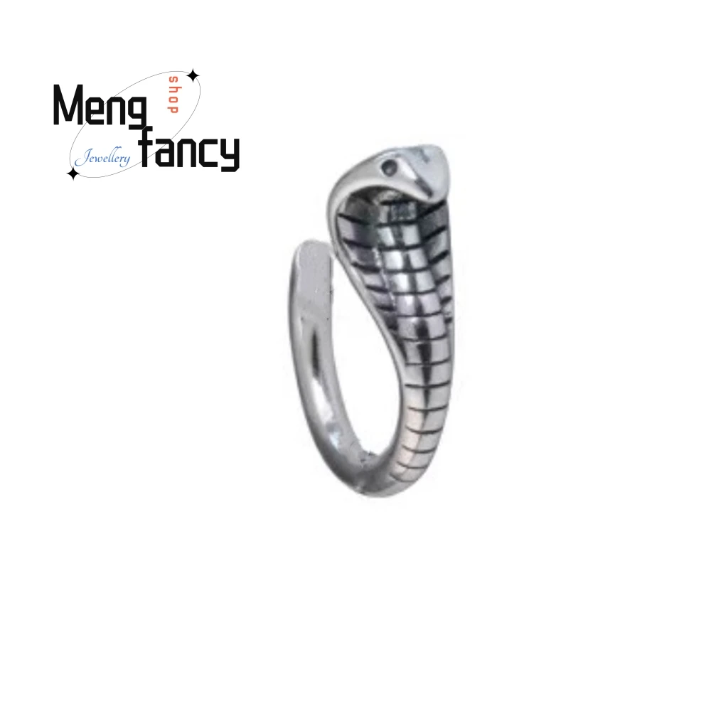 Men's Retro Silver Cobra Ring Silver Jewelry Item A Trendy And Individualistic Hip - hop Snake - shaped Ring For Both Men And Wo