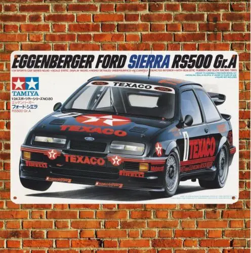 Metallposter, Auto-Maßstabsmodell, Blechschild, Plakette, Tamiya Sierra Rs500 Boxart-Aluminium