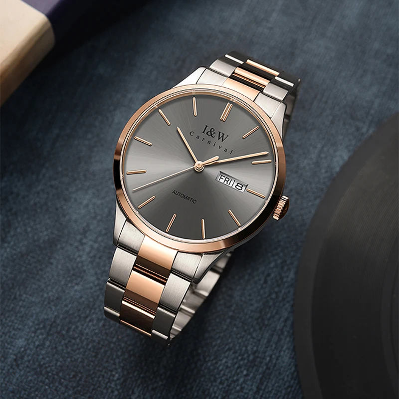 Carnival Brand Luxury Mechanical Business Watch Fashion Automatic Wristwatch Waterproof Calendar Clock For Men Relogio Masculino