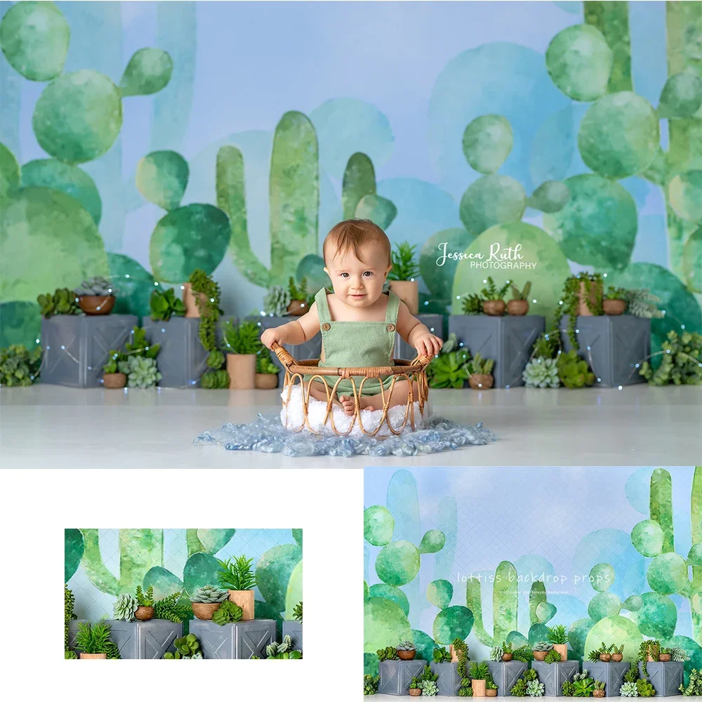 Spring Succulent Garden Backdrops Kids Baby Birthday Cake Smash Photocall Child Adult Photo Props Forest Plants Backgrounds