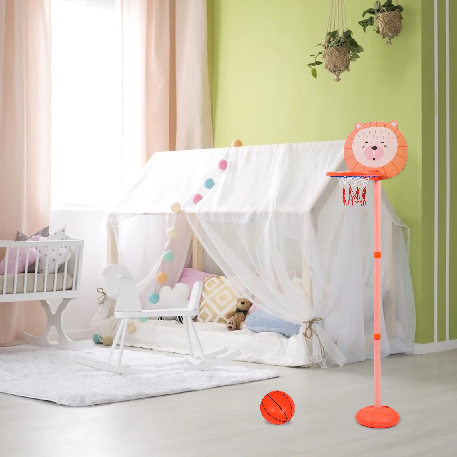 1 Set Set da gioco di basket per bambini Canestro da basket per bambini da interno regolabile Materiale in plastica leggera Pp Facile da montare