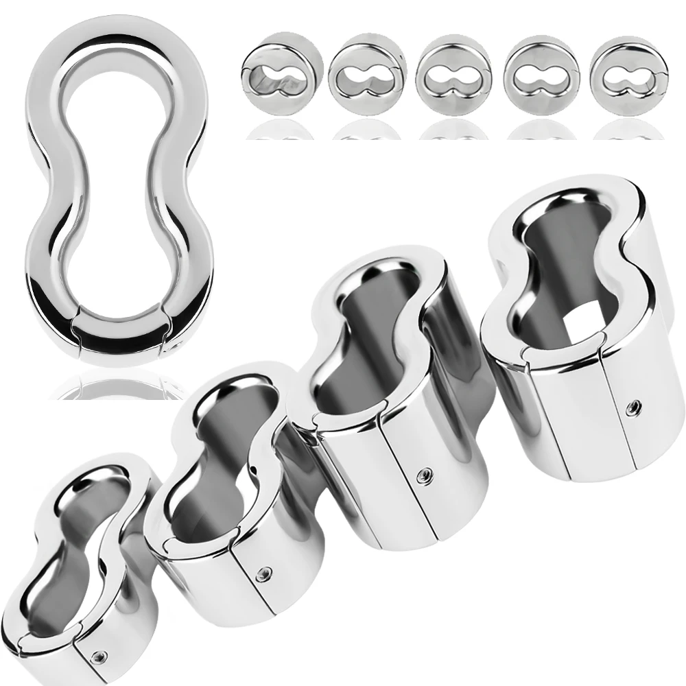 ORALSX 304 Stainless Steel Male Penis Ring Ball Scrotum Stretcher Ejaculation Delay Heavy Metal Cock Rings BDSM Sex Toys For Men