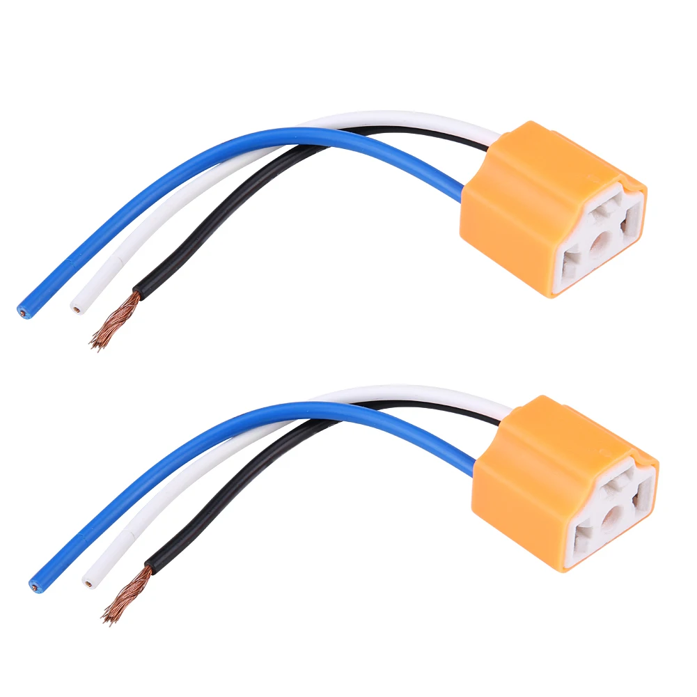 2Pcs Female Ceramic Headlight Connector Plug Adapter Socket for H4/9003/HB2 H4 Headlight Connector