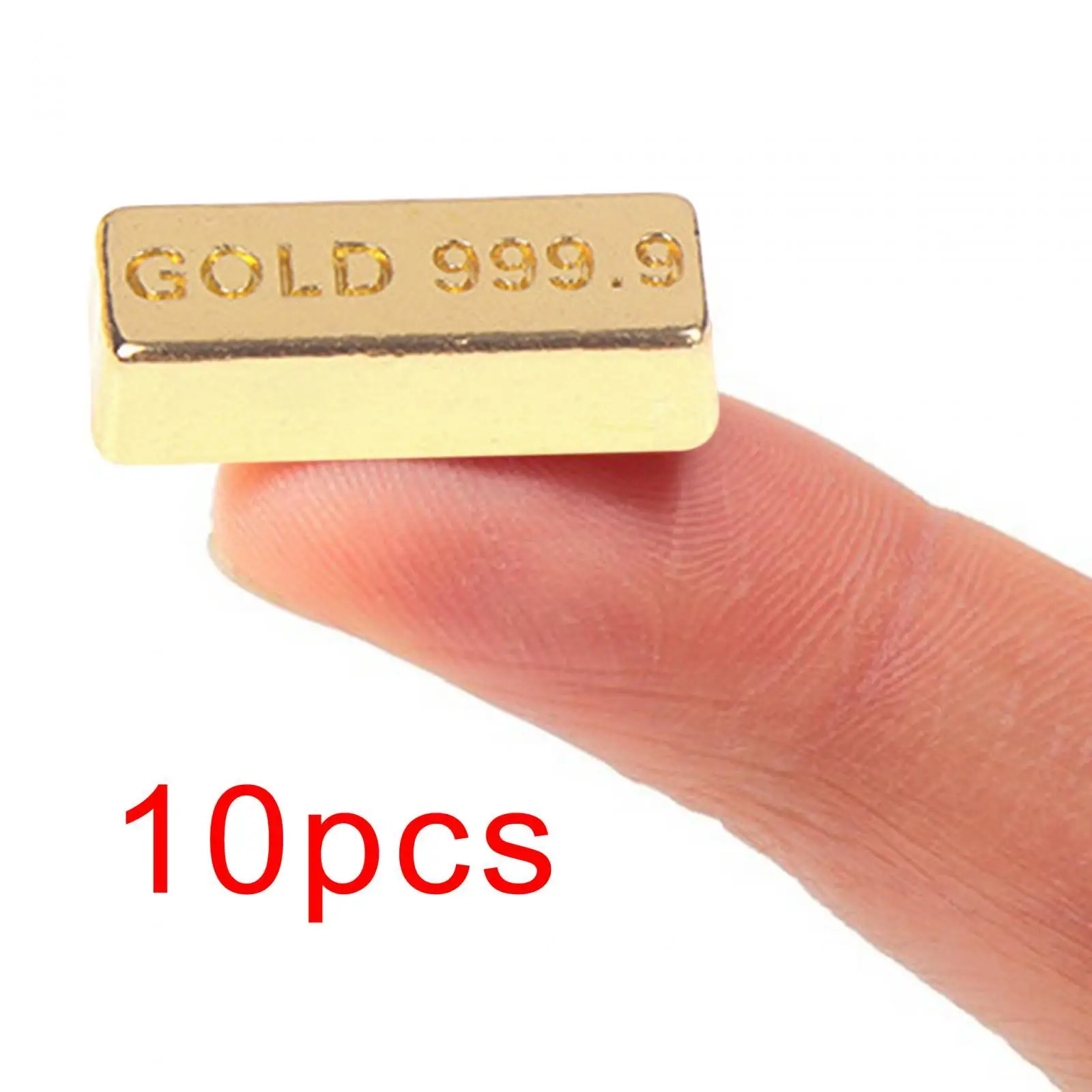 10 Pieces 1:12 Scale Golden Decor Model Pretend Play Diorama Scenery Miniature Alloy Gold Bar for Micro Landscape Model Train