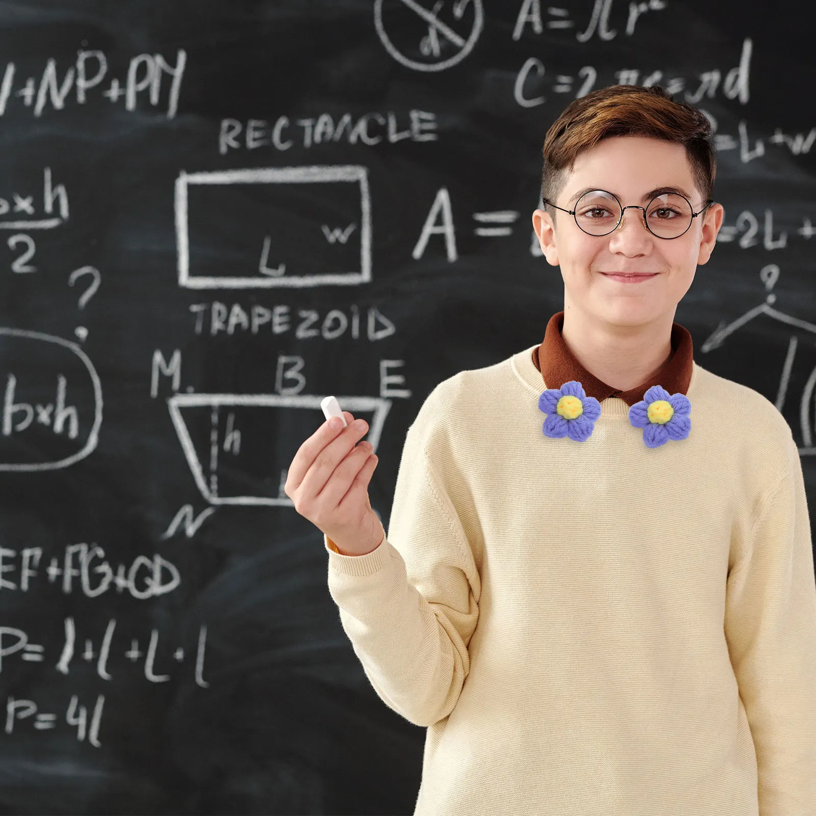 

10pcs Yarn Flower Accessories Crocheted Puff Flower Diy Hair Pin Materials Brooch Decor Craft Supply For Headdress Jewelry Phone