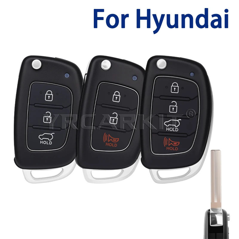 3/4 Buttons Car Key Fob Case Shell For Hyundai Solaris Verna Santa Fe IX35 IX45 Accent I40 HB20 Flip Folding Remote Key Housing