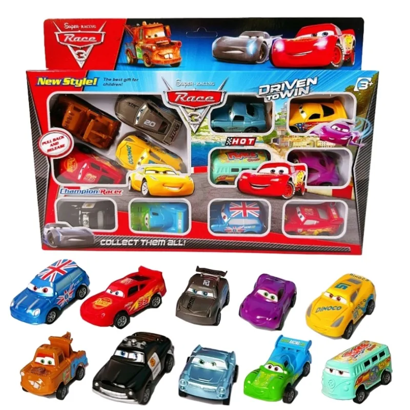 

12pcs/Set Disney Pixar Cars Lightning Mcqueen Jackson Storm Mater Pvc Model Back-Force Car Toy For Kids festival Gift Set